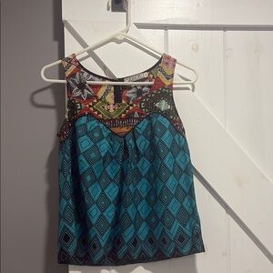 Chloe K Green Graphic Crop Tank Top